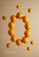 Fresh oranges arranged in a floating circular formation