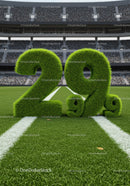 Green Grass Numbers Displayed on Football Field