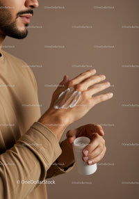 Close-up of Hands Applying Lotion for Skin Hydration and Care