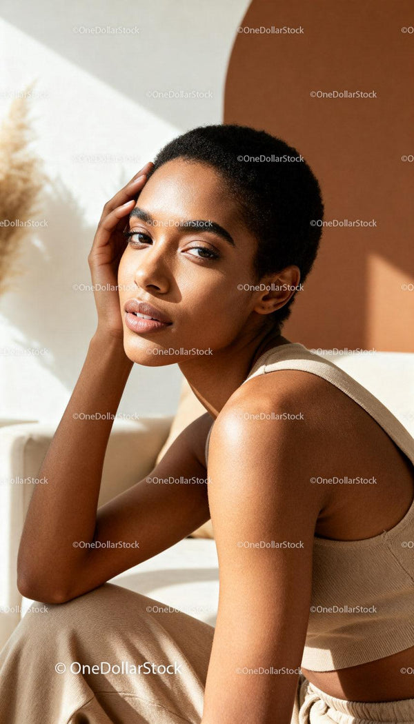 Calm young woman enjoying soft natural light