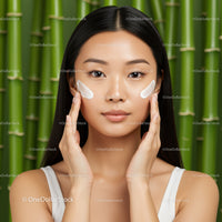 Young Woman Applying Facial Cream for Glowing Skin