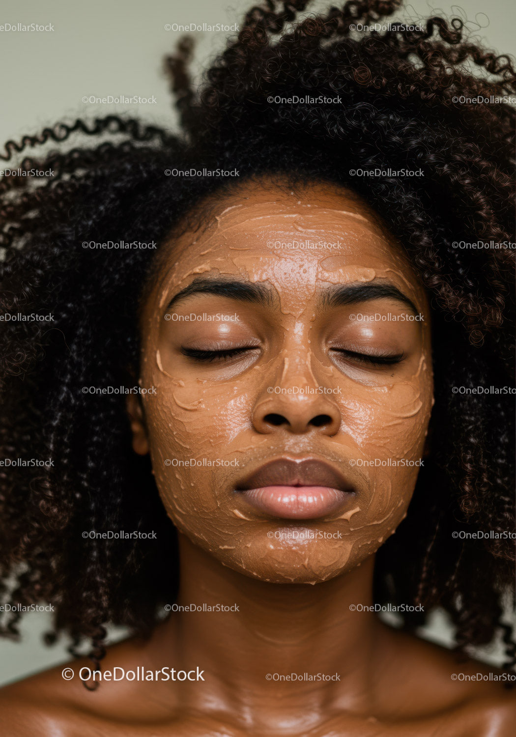 Close-up of Woman Receiving Facial Clay Mask for Skin Rejuvenation