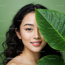 Gorgeous Woman with Tropical Green Leaves Ambient Natural Beauty