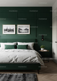 Elegant Bedroom with Green Wall and Modern Decor