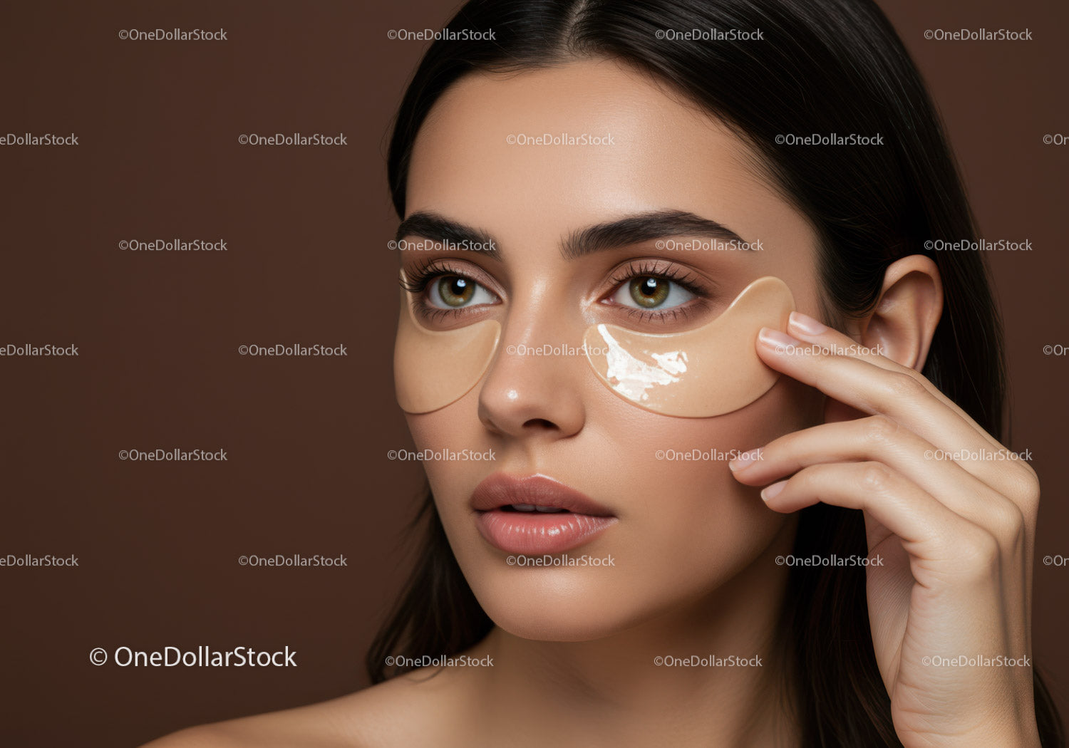 Young Woman Applying Eye Patches for Skincare Treatment