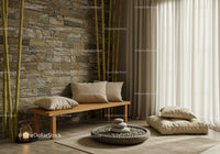 Minimalist Zen interior with bamboo and cushions