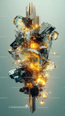 Futuristic Digital Art with Abstract Technology and Glowing Lights
