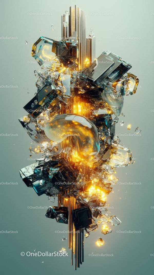 Futuristic Digital Art with Abstract Technology and Glowing Lights