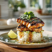 Grilled Fish with Rice and Lime Garnish for a Gourmet Experience