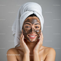 Young Woman Enjoying Face Mask Spa Skincare Treatment