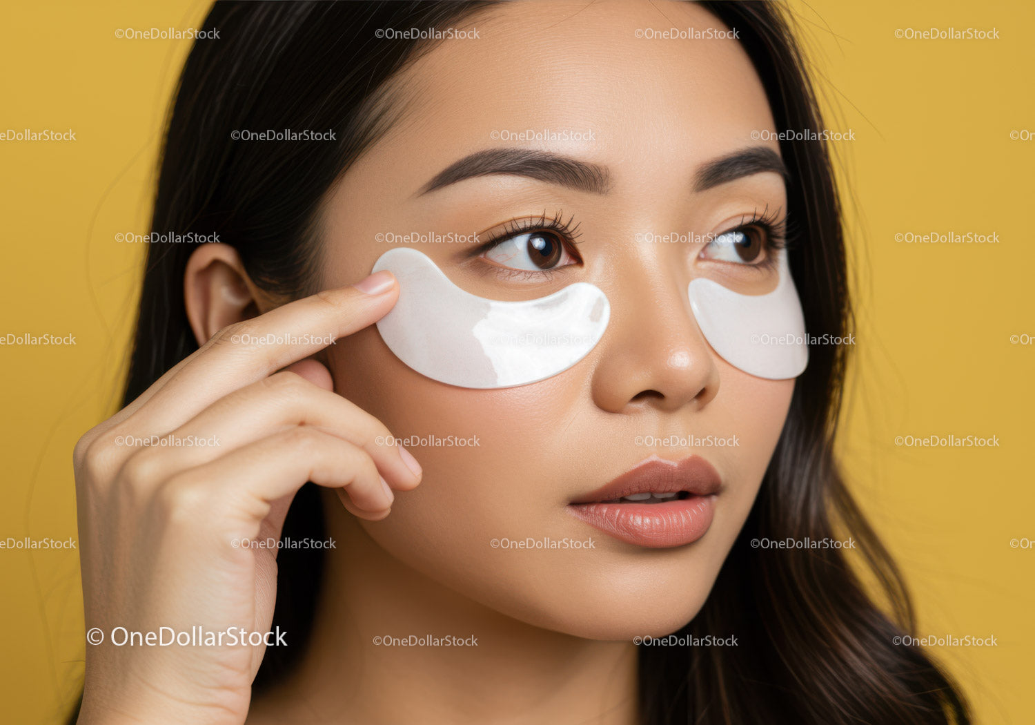 Close-up of Woman Applying Under Eye Patches for Skincare Treatment
