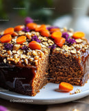 Chocolate Cake with Caramel Glaze and Orange Carrot Slices