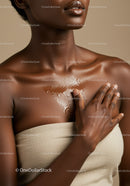 Elegant Black Woman with Smooth Skin and Natural Makeup Close-Up