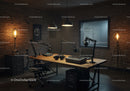 Industrial Music Recording Studio with Sound Equipment and Lighting