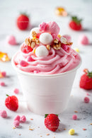 Strawberry Pink Ice Cream with Nuts and Sprinkles Smooth Texture