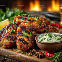 Herb-Garnished Roasted Chicken Wings with Creamy Herb Sauce