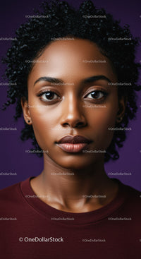 Close-up Portrait of Confident Black Woman with Curly Hair