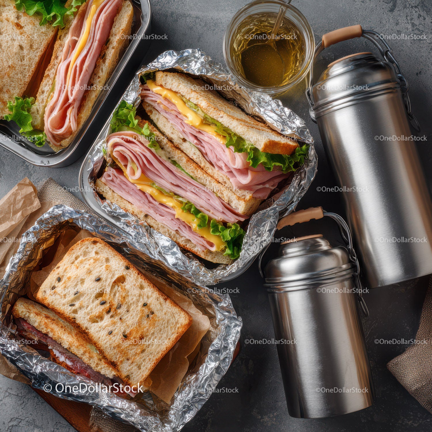Delicious Ham and Cheese Sandwich with Fresh Lettuce on Toasted Bread