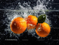 Fresh Juicy Oranges Splashing into Water in Vibrant Action