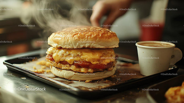 Juicy Cheeseburger with Melty Cheese and Crispy Bacon on Soft Bun