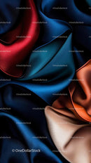 Vibrant Satin and Silk Fabric with Colorful Folds and Texture
