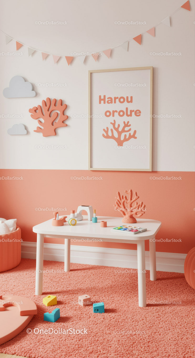 Coral Reef Nursery Decor with Soft Pink and Ocean Themed Elements