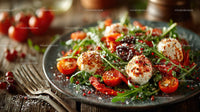 Fresh Cherry Tomato and Mozzarella Salad with Arugula and Herbs