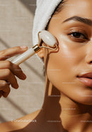 Close-up of a Woman Using Jade Roller for Skin Rejuvenation