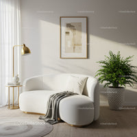 Cozy white sofa with green plant in stylish living room