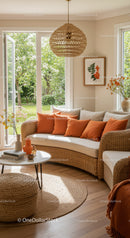 Cozy living room with natural light and warm accents