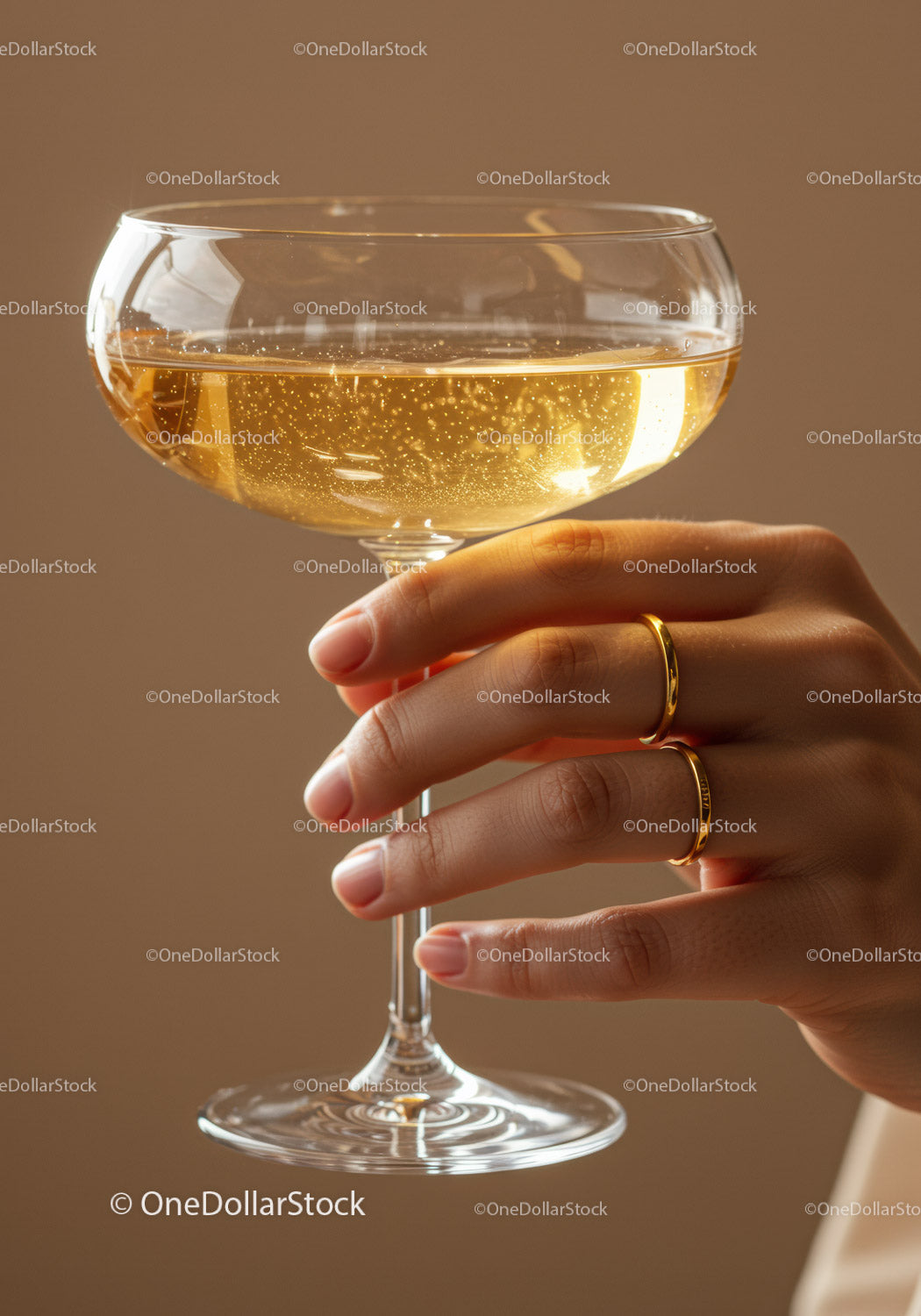 Woman holding sparkling champagne in elegant glass