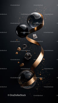 Futuristic Digital Art with Glowing Spheres and Metallic Elements