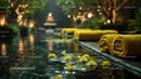 Relaxing Spa Pool with Floating Water Lilies and Cozy Towels