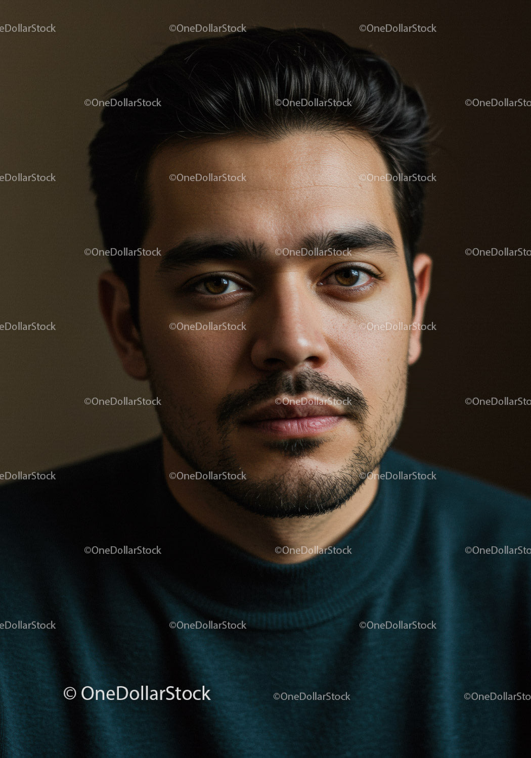 Close-up of a Stylish Man with Brown Eyes and Facial Hair