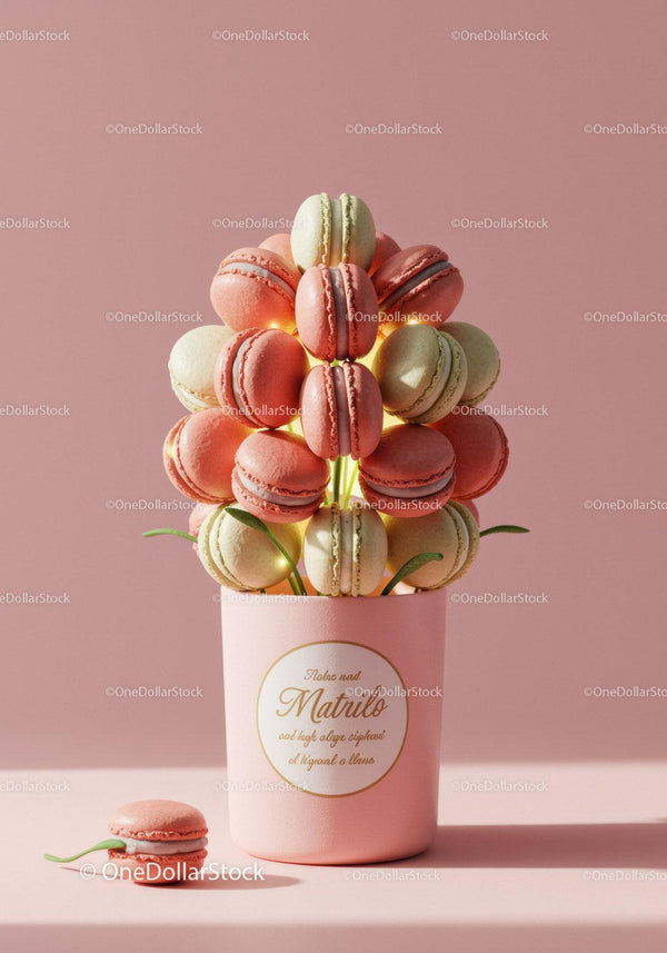 Creative Macaron Bouquet in Pink Decorative Vase