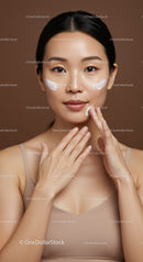 Close-up of Young Woman Applying Skincare Cream for Healthy Radiant Skin