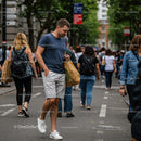 Urban Crowd walking on city street with diverse pedestrians