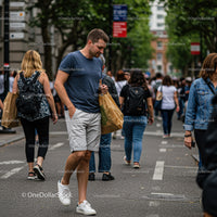 Urban Crowd walking on city street with diverse pedestrians