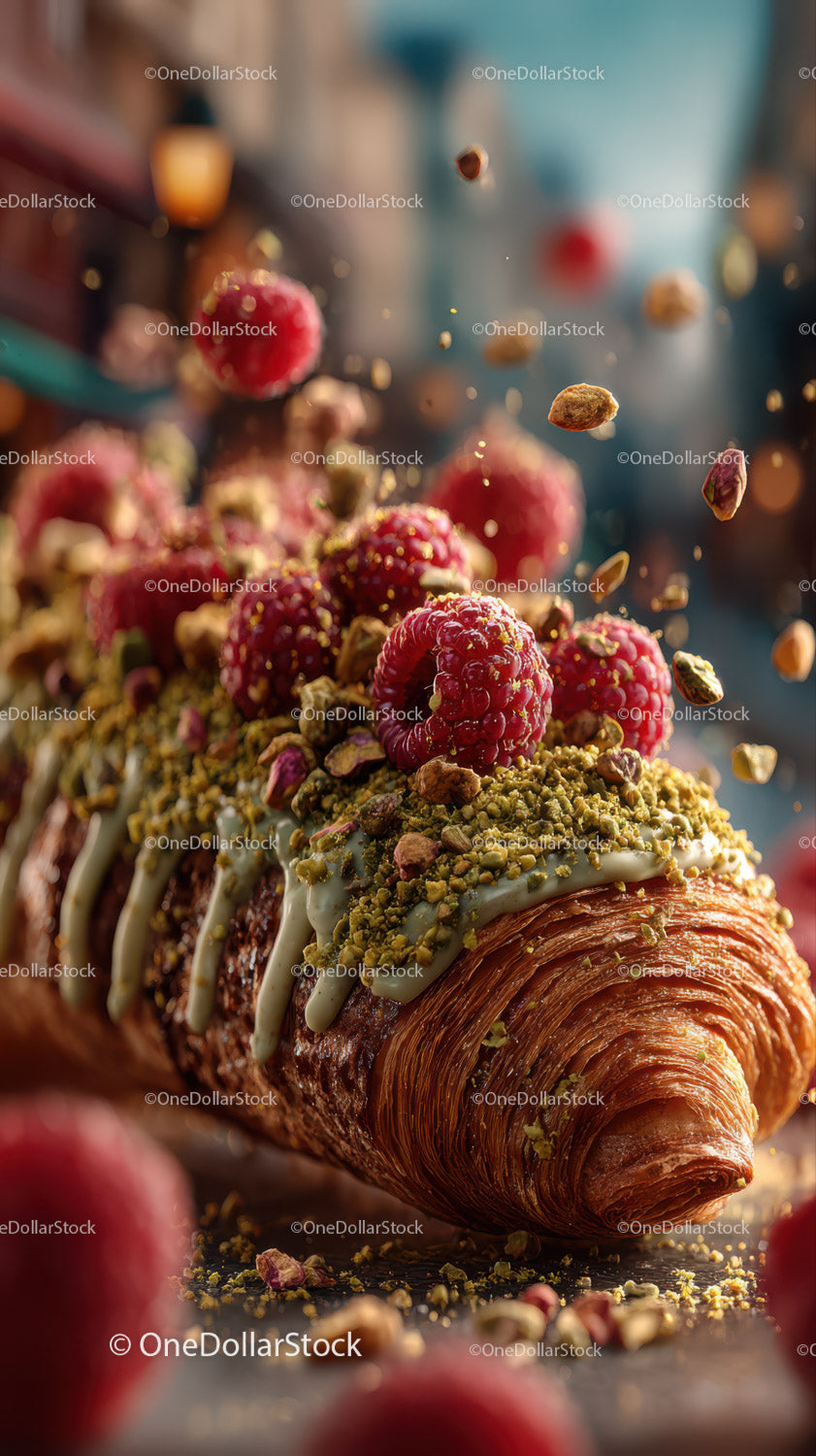 Gourmet Raspberry Pastry with Pistachios and White Chocolate