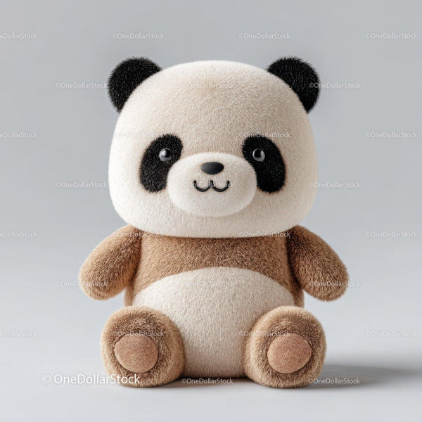 Cute Fuzzy Plush Panda Toy Sitting