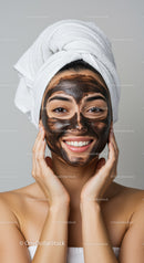 Young Woman Applying Black Facial Mask for Relaxing Skincare Routine