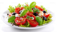 Fresh Tomato and Basil Salad with Black Olives and Mozzarella