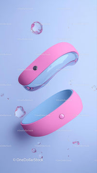 Pink and Blue Wireless Earbuds with Modern Tech Design