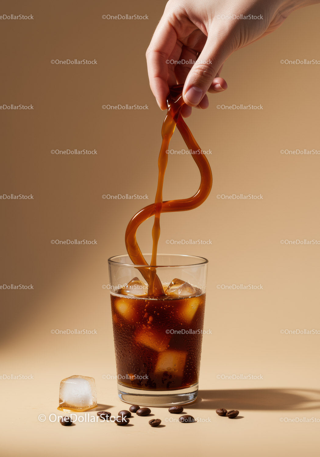 Refreshing iced coffee with creative straw in hand