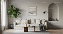 Minimalist cozy living room with neutral tones and natural light