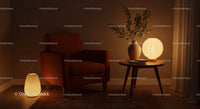 Cozy corner with armchair and warm ambient lighting