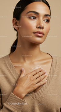 Close-up of a Woman with Glowing Skin and Elegant Makeup