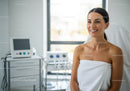 Relaxing Skin Care Treatment Scene with Smiling Woman in Wellness Center