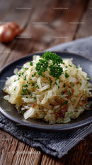 Caramelized Onion and Herb Stew in Rustic Ceramic Bowl