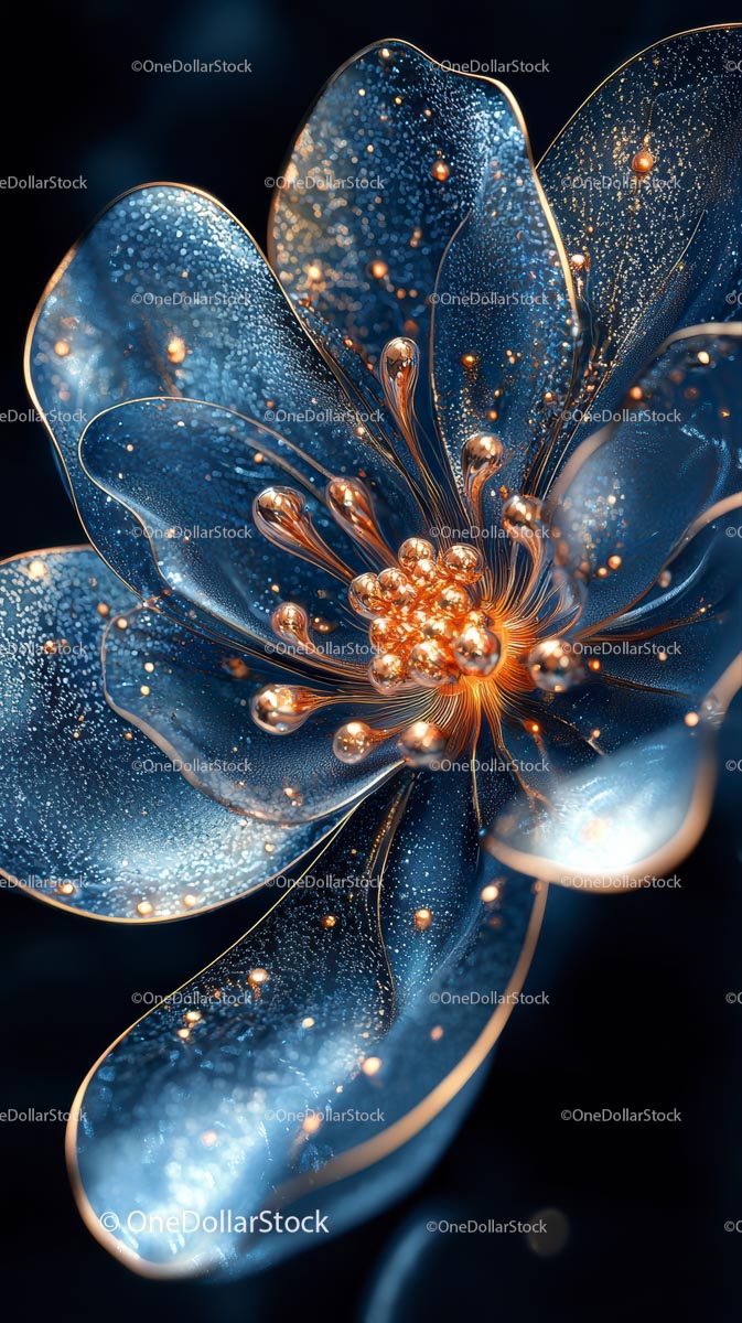 Elegant Blue and Gold Floral Jewelry with Sparkling Details